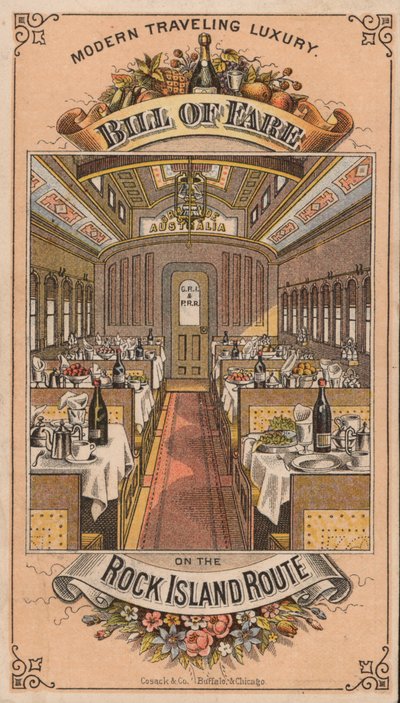 Publicité pour le voyage de luxe sur la Rock Island Line du Chicago, Rock Island and Pacific Railroad - American School